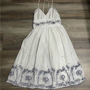 Elegant White and Blue Kids Dress